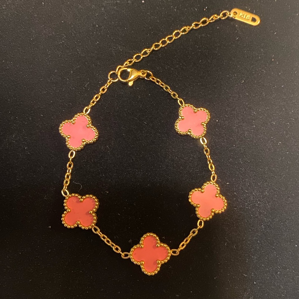 Pink Clover Bracelet Adjustable
